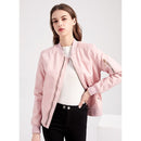 Autumn And Winter Thin Cotton Zipper Jacket Casual Coat For Women (Color:Pink Size:XL)
