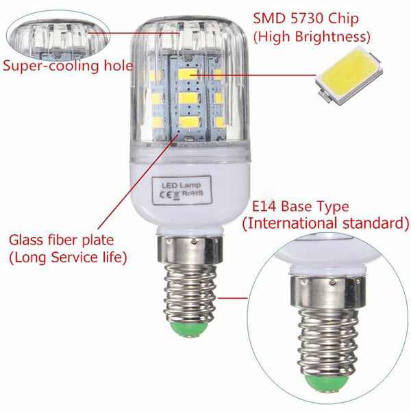 E27/E14/E12/B22/G9/GU10 Dimmable 3W AC110V LED Bulb 24 SMD 5730 Corn Light Lamp