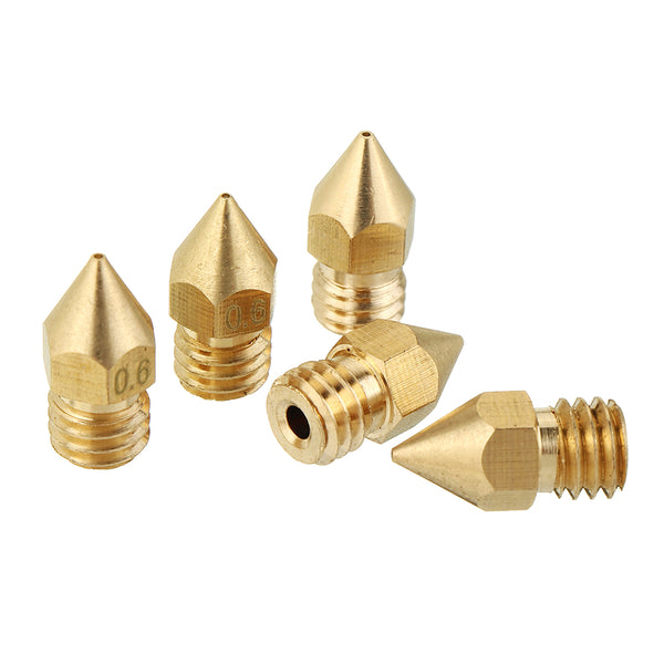 5PCS 1.75mm/0.6mm Copper Thread Extruder Nozzle For 3D Printer