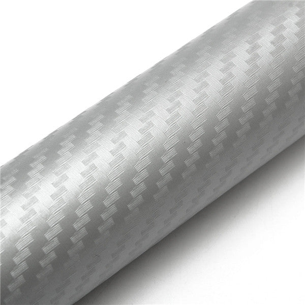 3D Motorcycle Silver Carbon Fiber Vinyl Decal Roll Car Wrap Stickers Sheet Film