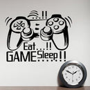 Creative Art Game Handle Wall Stickers "EAT SLEEP GAME" Black Vinyl Removable Printed Wall Sticker