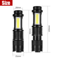Mini T6 COB LED Flashlight Torch USB Lamp Zoomable Penlight 14500 4 Mode