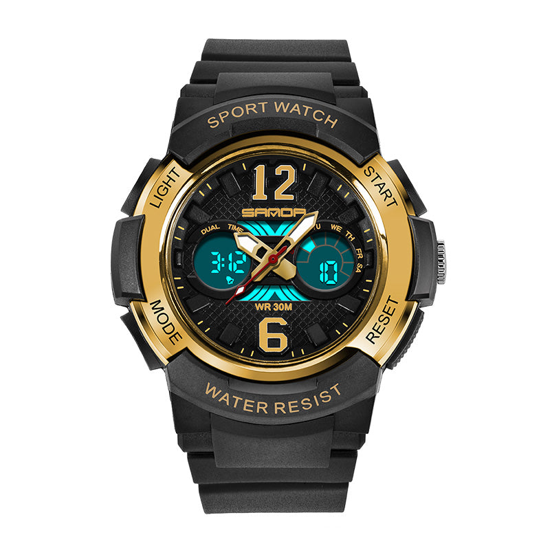 SANDA 757 Calendar Luminous Display Fashion Design Children Watch Dual Display Digital Watch for Kids