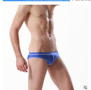 SEOBEAN S5192 Men Swimming Trunks Fluorescence Simple Cross Stripe Sexy Low Waist Swimming Pants