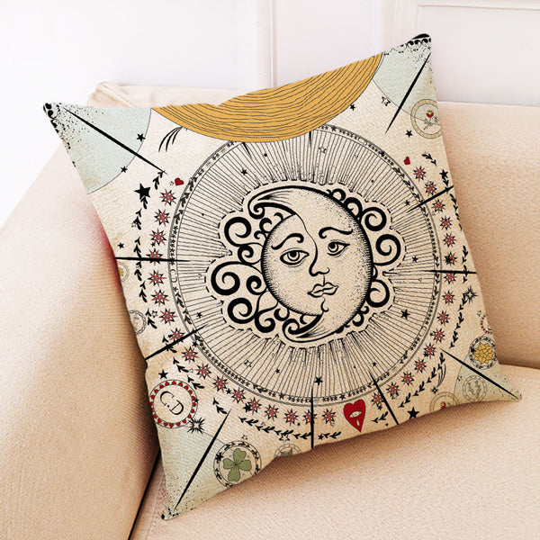 Mandala Tarot Creative Style Linen Throw Pillow Cover Home Office Back Cushion Cover Star Pillow Case