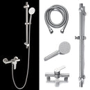 Stainless Steel Adjustable Shower Slider Riser Rail Bar Kit Head Hose Set System