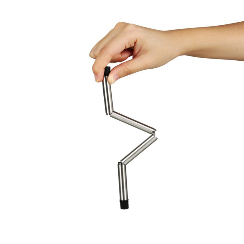 Stainless Steel Collapsible Reusable Straw Portable Folding Straw w/ Case Holder Silicone Tips