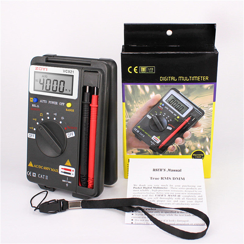 ZOYI VC921 Mini Multimeter Pocket Tester Portable Digital Autoranging 4000 Counts AC DC Voltmeter Ohm Capacitance Meter Mini