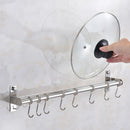 Stainless Steel Pipe Wall Mount Kitchen Storage Rack Pot Lid Holder Spoon Hook
