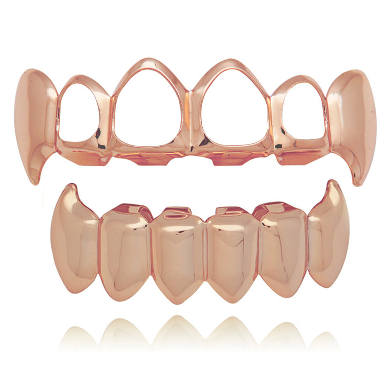4 Colors Hiphop Grillz Hip Hop Gold Braces Teeth Jewelry Set
