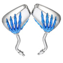 8mm Motorcycle Motor Bike Rear View Skeleton Skull Hand Claw Side Mirror