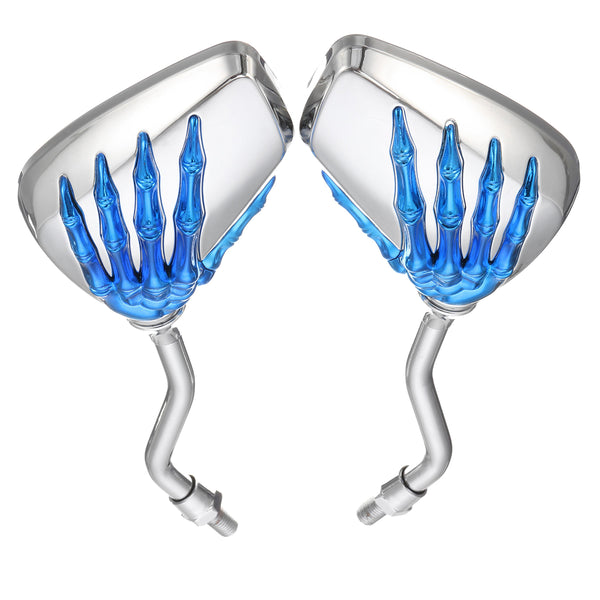 8mm Motorcycle Motor Bike Rear View Skeleton Skull Hand Claw Side Mirror