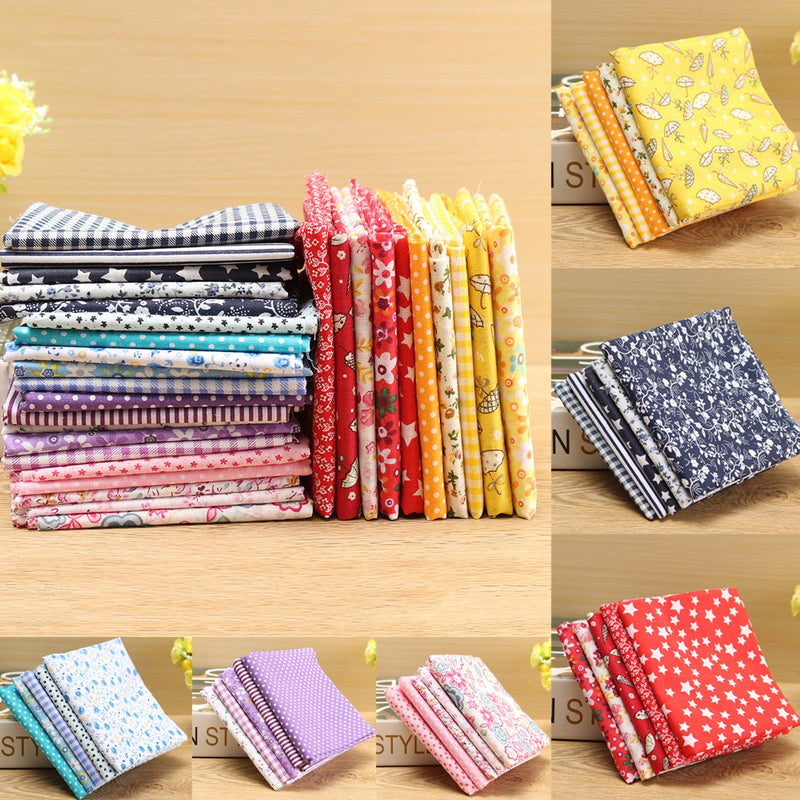 5PCS/Set 19.7'' Series Fabric Cotton Bundles Fat Quarters Polycotton Material Florals Gingham Spots Non Woven Fabric