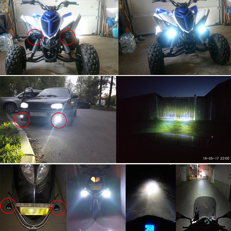 CNSUNNYLIGHT 2pcs 9V-85V 12V 1000Lm Super Bright Motorcycle LED Headlights Waterproof Lamp Scooter Spotlight 6500K White Work Car Fog Spot Lights