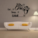 Creative Art Game Handle Wall Stickers "EAT SLEEP GAME" Black Vinyl Removable Printed Wall Sticker