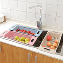 Kitchen Plastic Sink Drain Basket Rack Retractable Tableware Vegetable Shelf Storage Drain Rack