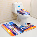 Sandy Beach Waterproof Bathroom Shower Curtain Toilet Cover Mat Non-Slip Rug Set