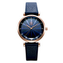 SHENGKE SK K0099 Crystal Radiation Pattern Dial Women Elegant Leather Strap Quartz Watch