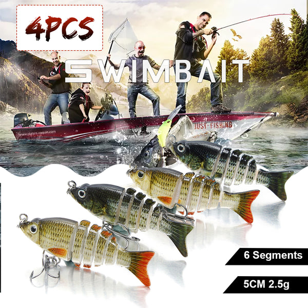 ZANLURE 4Piece /Box 2"/0.1oz Multi Jointed Fishing Lure Hard Baits Lifelike 6 Segments Swimbait Crankbaits