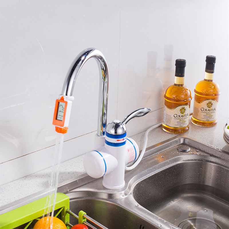 3KW 3 Seconds Instant Electric Shower Water Heater Tankless Electric Faucet Bathoom Kitchen Tap Water Heater with Earth Leakage Protection Plug Digital Display