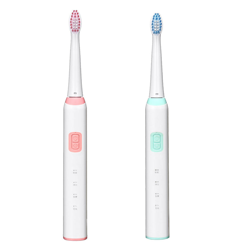 USB Electric Toothbrush Rechargeable Smart IPX7 Waterproof Timer 3 Modes Toothbrush with 2 Brush Heads