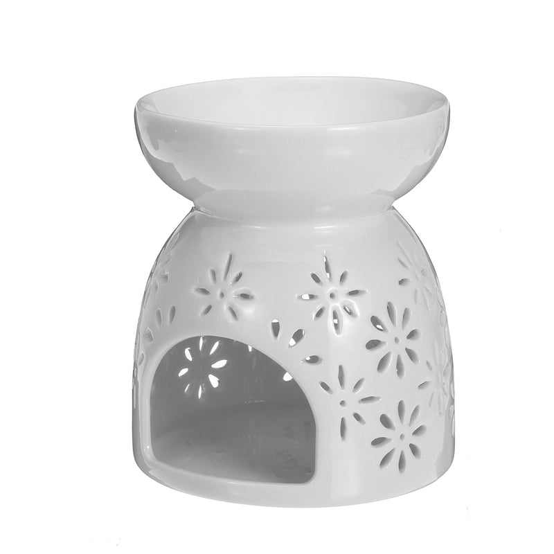 Ceramic Candle Holder Oil Incense Burner Wax Melt Warmer Daisy Design Tealight