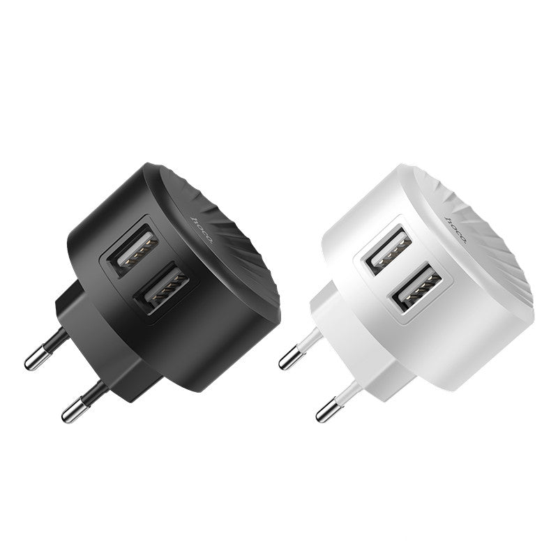 HOCO C67A Portable EU Dual USB Charger Travel Adapter for Samsung Xiaomi Huawei