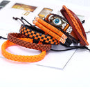 6 Pcs Vintage Bangle Bracelets Set Stretch Multi Row Leather Adjustable Multilayer Bracelet
