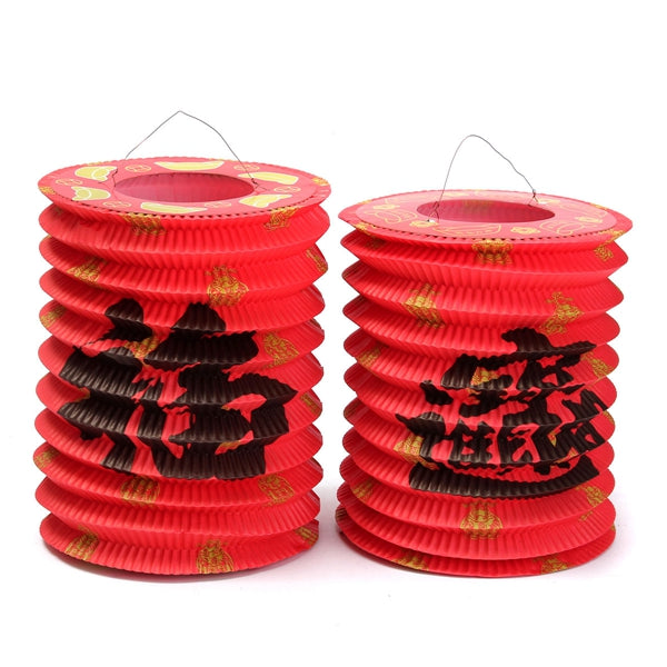 10 PCS Chinese"Fu"Reunion Hanging Red Paper Lamp Lantern New Year Festival Decor