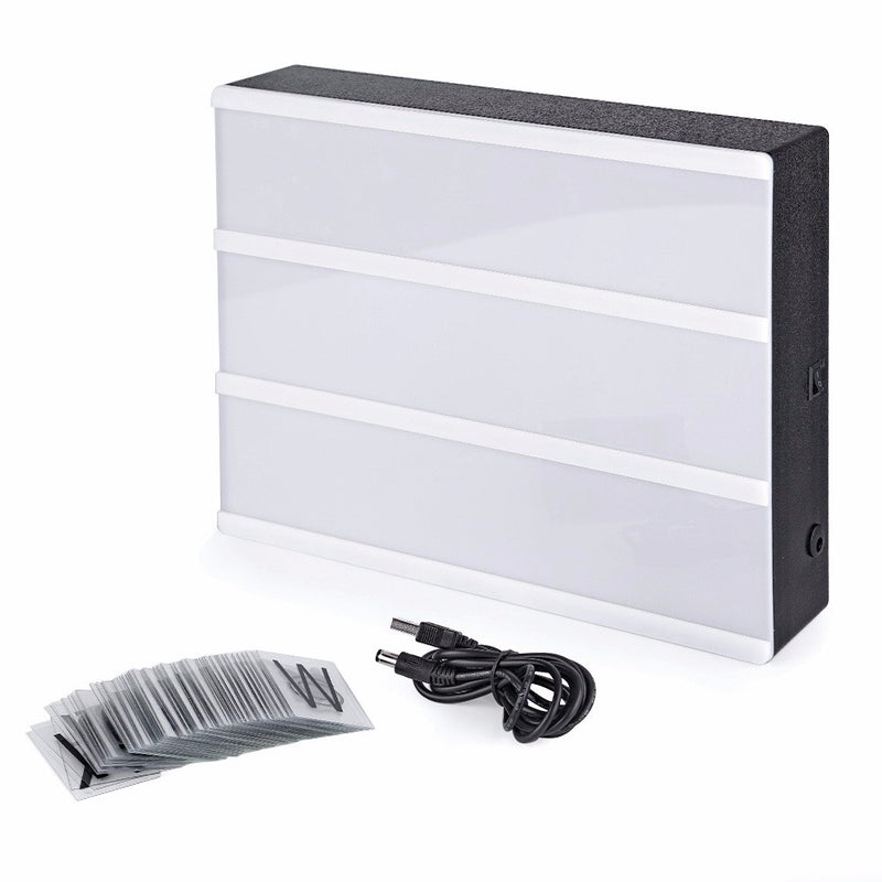 DIY Alphabet Symbol Card Night Light Remote Control Timing Dimming A4 LED Box Advertising Lamp