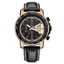 LONGBO 80176 Chronograph Calendar Quartz Watch Waterproof Leather Strap Men Watch