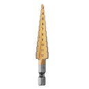 Drillpro 4pcs HSS Titanium Coated Step Drill Bit with Automatic Center Pin Punch 3-12/4-12/4-20mm Step Drill
