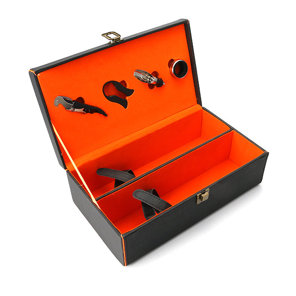KCASA KC-WG02 Large Weeding Leathern Wine Bottle Gift Box Set With Corkscrew Pourer Collar Cutter