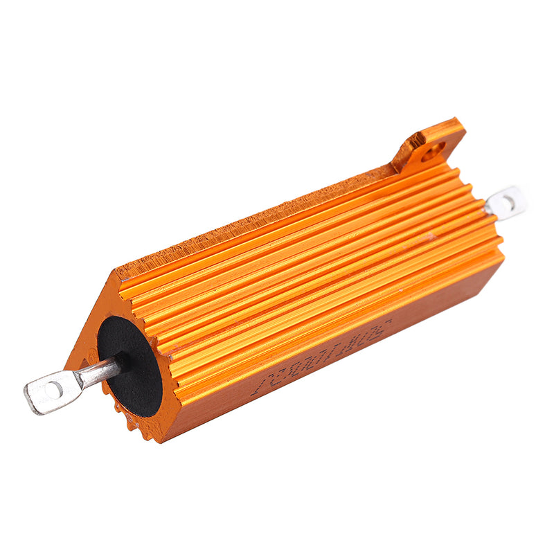 20pcs RX24 50W 100R 100RJ Metal Aluminum Case High Power Resistor Golden Metal Shell Case Heatsink Resistance Resistor