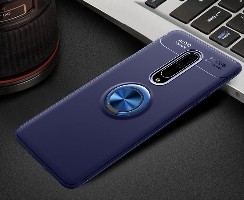 For OnePlus 7T Pro Bakeey 360 Rotating Magnetic Ring Holder Soft TPU Shockproof Protective Case