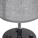 Multifutional Bedside Table Desk Lamp With Dual USB Port Outlet Fabric Shade