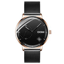 DOM M-302 Waterproof Calendar Men Wrist Watch Stainless Steel Strap Quartz Watches