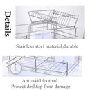 Dish Drainer 2 Tiers Stainless Steel Kitchen Washing Up Rack Holder & Drip Tray Kitchen Storage Rack