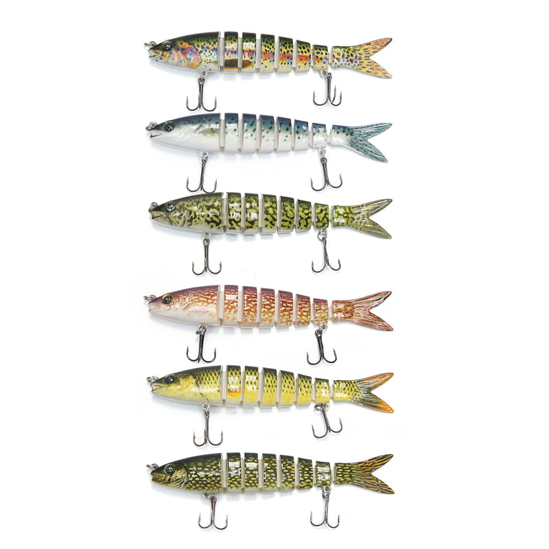 ZANLURE 6PC Fishing Lure 8 Segments Hard Bait 13cm/19g Artificial Lifelike Swimbait with Hook Pike