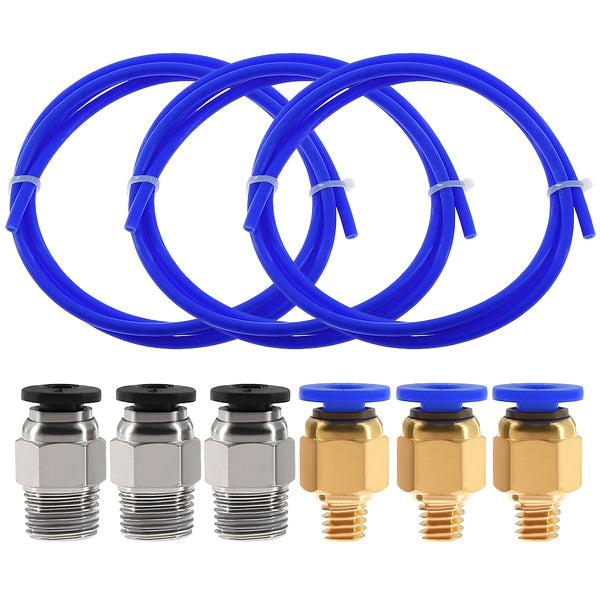 TWO TREES 3PCS 1Meters Blue PTFE Tube + 3 PC4-M6 Pneumatic Connector + 3 PC4-M10 Connectors for 3D Printer 1.75mm Filament