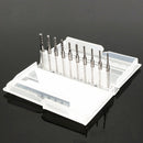 Drillpro DB-M3 10pcs 1.3mm-3.175mm Carbide End Mill Engraving Bits for CNC PCB Rotary Burrs