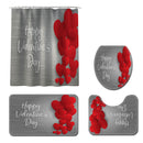 Honana 4PCS Bathroom Waterproof Shower Curtain Bathroom Toilet Seat Covers Pedestal Rug Bath Mat