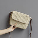 Woman Straw Rattan Crossbody Bag Vintage Handmade Shoulder Pack Handbag