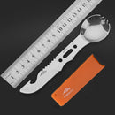 Multifunctional Camping Tableware Spoon Fork Cutter Portable Whistle Bottle Opener Picnic Tool