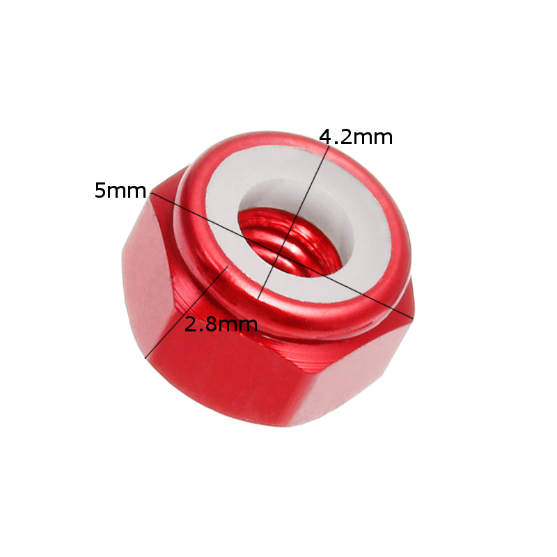 Suleve M2AN1 10Pcs M2 Self-locking Nylon Nut Aluminum Alloy Multi-color