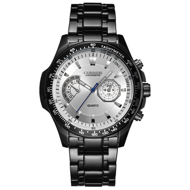 CURREN 8020 Stainless Steel Band Casual Style Quartz Watch 3ATM Waterproof Men Watch