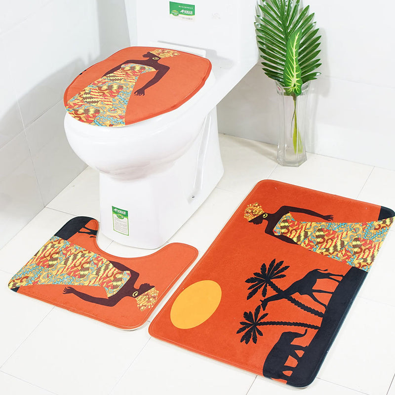 3 Piece Set Bathroom Carpet Toilet Mat And Seat Cover Toiletseat Nemo Bath Rug Non Slip