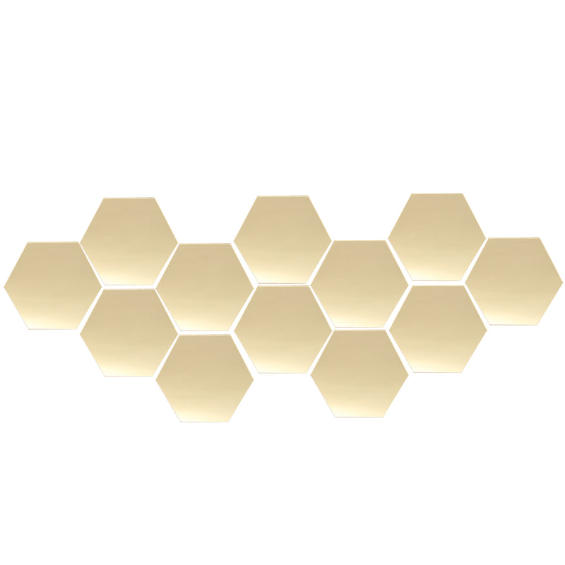 12Pcs 18.4cm Mirror Wall Sticker Hexagon Removable Acrylic 3D Mirror Self Adhesive DIY Decor