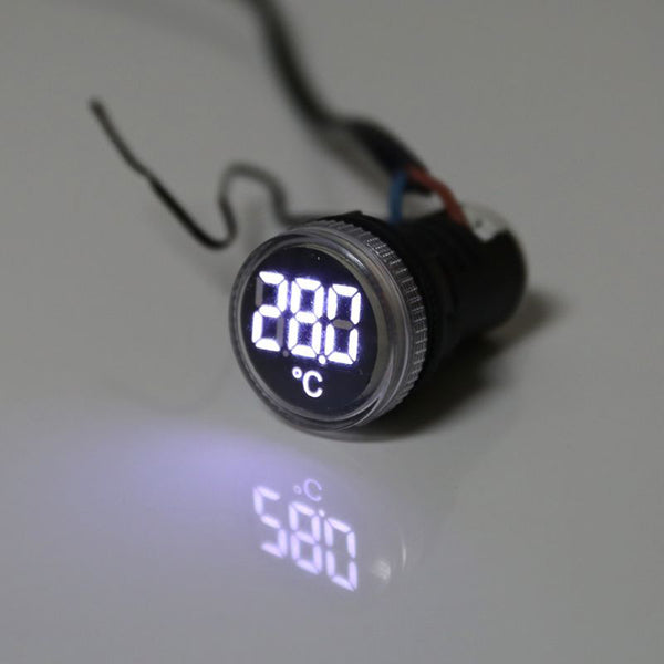 10pcs 22mm AC 50-380V Thermometer Indicator White Light LED Digital Display Temperature Measuring Induction Ranging -20-199