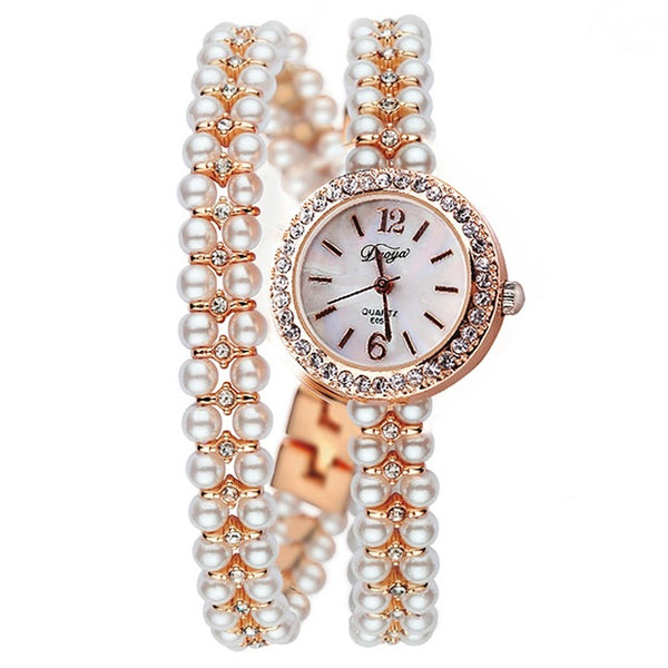 DUOYA XR1304 Elegant Pearls Bracelet Watch Ultra Thin Strap Quartz Watches